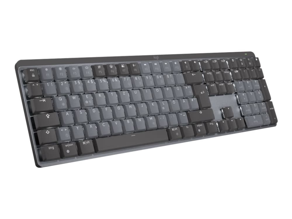 Logitech MX Mini Mechanical, Tenkeyless (80–87 %), RF Wireless + Bluetooth, Mekaaninen, QWERTY, LED, Grafiitti, Harmaa