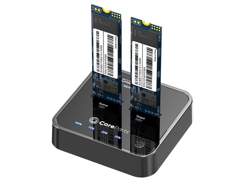 CoreParts MS-CLONER-NVME, SSD, M.2, USB 3.2 Gen 2 (3.1 Gen 2) Type-C, 10 Gbit/s, musta, muovi