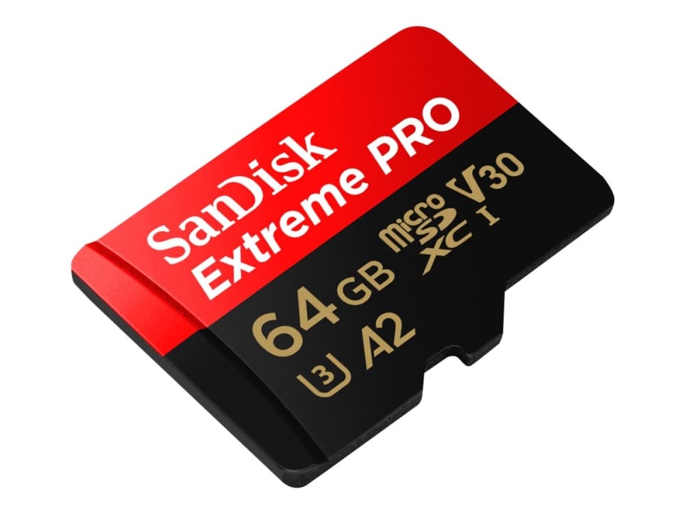SanDisk Extreme Pro - Flash-muistikortti (microSDXC-SD-sovitin sisältyy) - 64 GB - A2 / Video Class V30 / UHS-I U3 / Class10 - microSDXC UHS-I