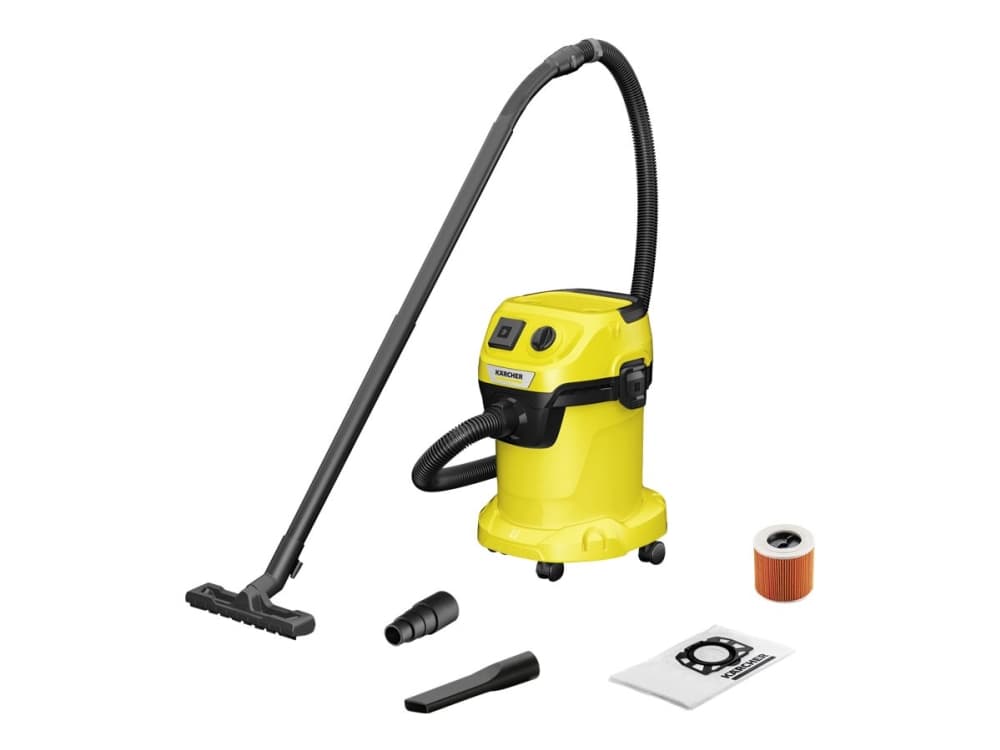 Kärcher WD 3 P V-17/4/20, 2100 W, Tynnyri-imuri, Kuiva ja märkä, Pölypussi, 17 L, Musta, Keltainen