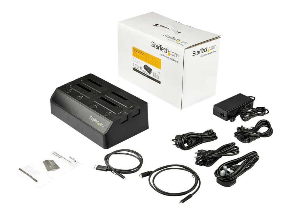 StarTech.com 4-Bay USB 3.1 to SATA Hard Drive Docking Station, 10Gbps USB Hard Drive Dock, ulkoinen 2.53.5 SATA III (6Gbps) SSDHDD telakointiasema, Hot-Swap kiintolevypaikka - Dual 60mm tuulettimet, Top-Loading - Lagringspakning - 2,5 / 3,5 delt - SATA 6Gb/s - USB 3.1 (Gen 2) - lajittelu