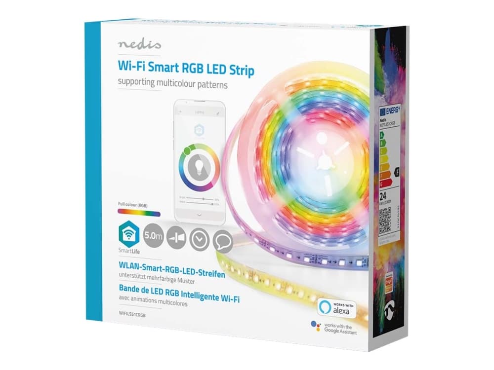 Nedis WIFILS51CRGB, Älyvalonauha, Wi-Fi, Valkoinen, LED, Multi, 700 lm