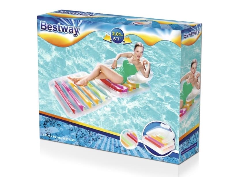 Bestway 43023, Monivärinen, Kelluva lepotuoli, Vinyyli, 90 kg, 890 mm, 2010 mm