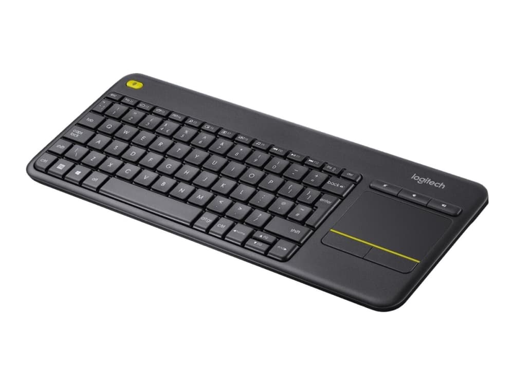 Logitech K400 Plus, Mini, Langaton, Langaton RF, QWERTY, Musta