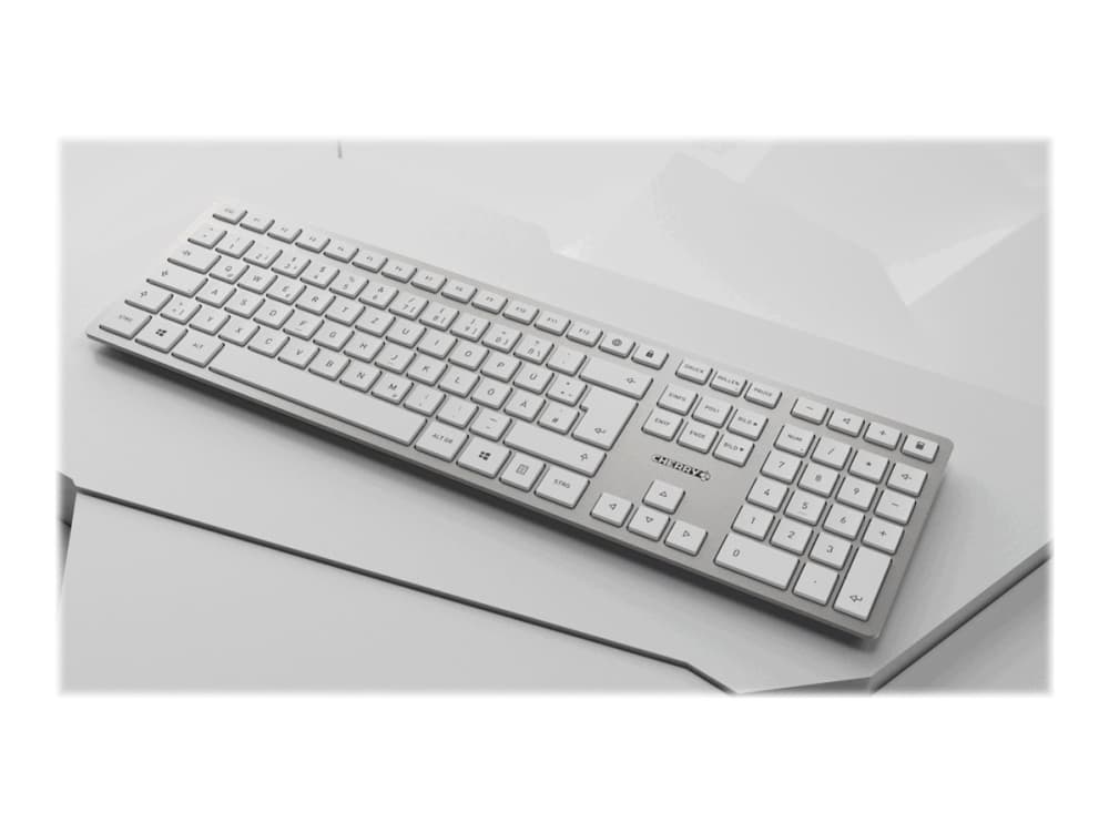 CHERRY DW 9100 SLIM, RF Wireless + Bluetooth, QWERTY, Hopea, Sisältää hiiren