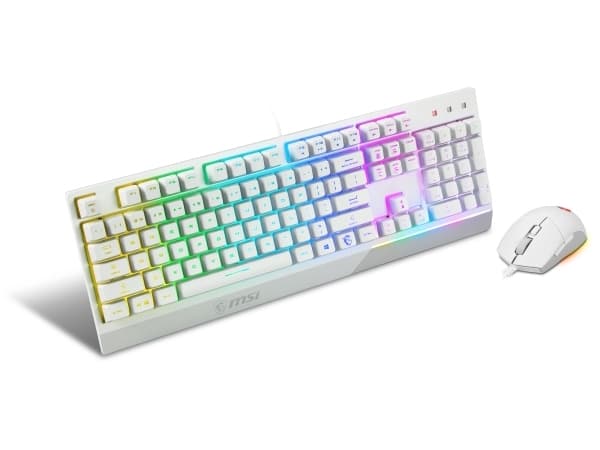 MSI VIGOR GK30 COMBO WHITE US, USB, Mekaaninen, QWERTY, RGB LED, Valkoinen, Sisältää hiiren