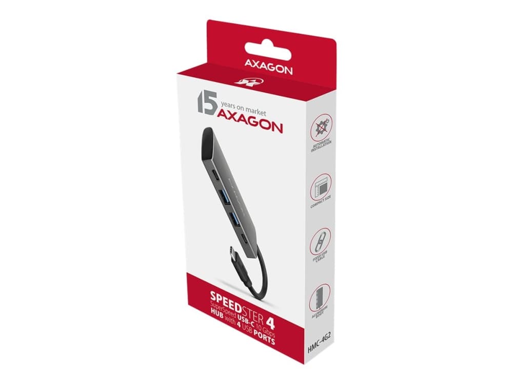AXAGON HMC-4G2 SPEEDSTER 4 - Keskitin - 4 x USB 3.2 Gen 2 - pöytätietokoneet