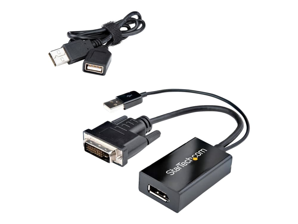 StarTech.com DVI to DisplayPort Adapter - USB Power - 1920 x 1200 - DVI to DisplayPort Converter - Video Adapter - DVI-D to DP (DVI2DP2) - Videoadapter - dobbeltlink - DVI-D (han) til DisplayPort (hun) - USB-strøm