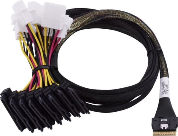 Microchip Technology 2305400-R, 0,8 m, 1x 2SFF-8639, 8x SFF-8654, Suora, Suora, Uros/naaras