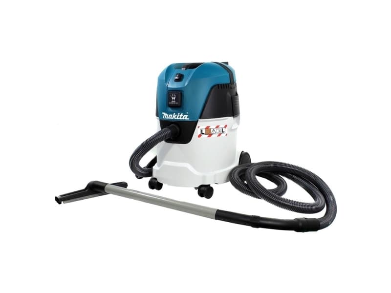 Makita VC2512L, Kuiva ja märkä, Musta, Sininen, Metallinen, 25 L, 60 l/s, 21 kPa, 5 m