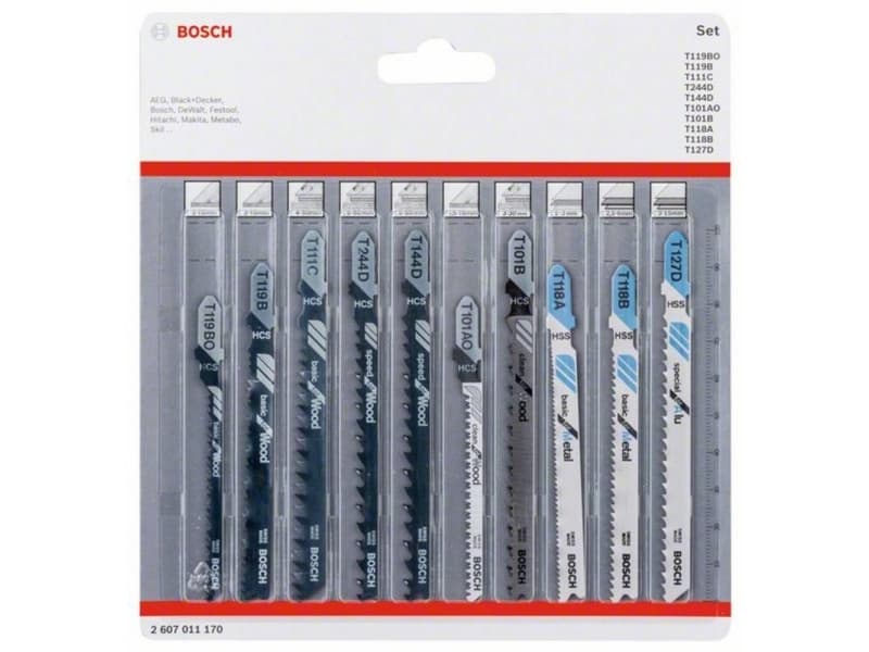 Bosch 2 607 011 170, Kuviosahanterä, Metalli, Puu, Musta, Harmaa, Valkoinen, 10 kpl