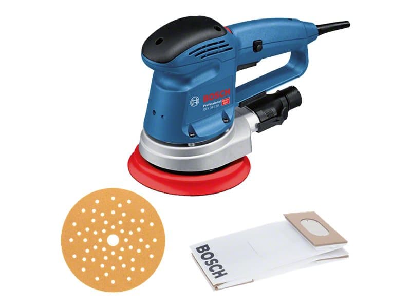 Bosch GEX 34-150 Professional, Epäkesko hiomakone, Velcro, Musta, Sininen, Harmaa, Punainen, 4500 RPM, 12000 RPM, 9000 OPM