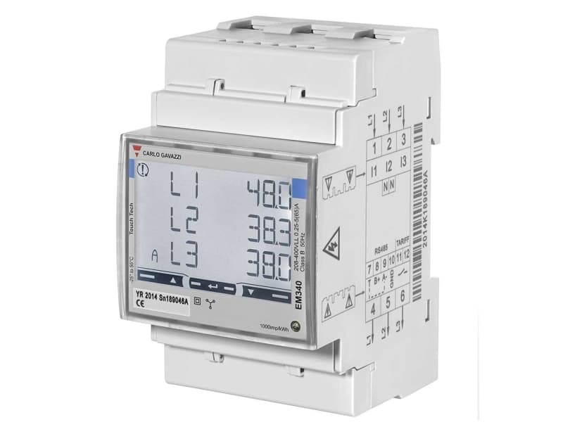 Carlo Gavazzi Automation EM340DINAV23XS1PFB, LCD, 65 A, 132 mm, 105 mm, 70 mm, 300 g