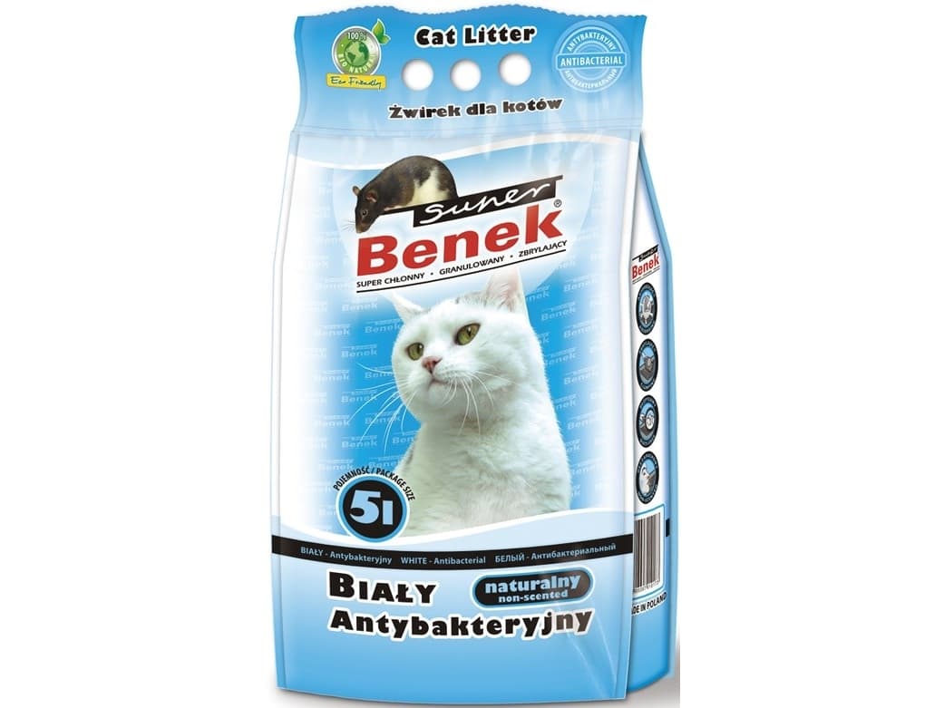 Certech Super Benek White Antibakteerinen - Klumpupitoinen kissan kuivike 5 l
