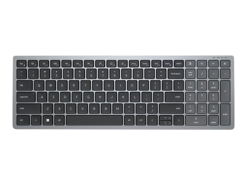 DELL KB740, Täysikokoinen (100 %), RF Wireless + Bluetooth, Näppäimen saksikytkin, QWERTY, Harmaa, Musta
