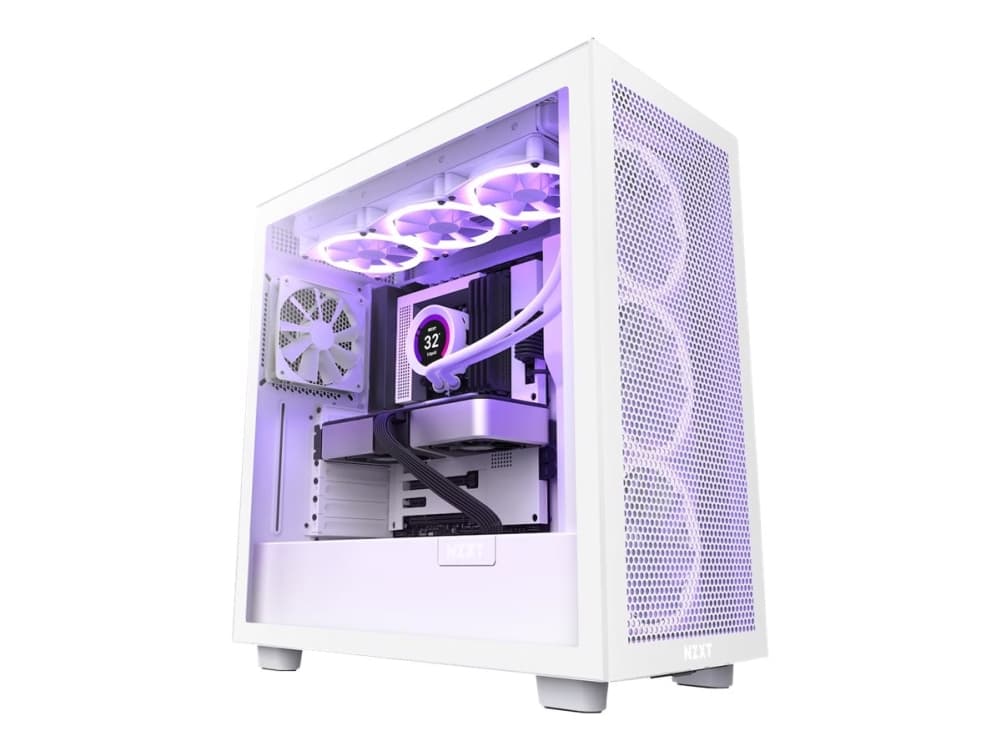 NZXT H7 Flow - Keskitorni - ATX - Karkaistu lasi - Ei virtalähdettä - Valkoinen - USB / Audio