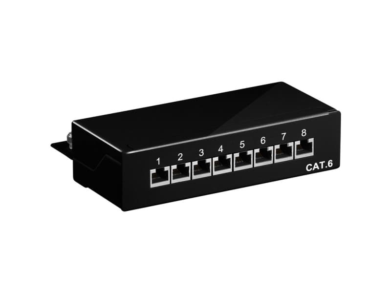Goobay 96105, Cat6, Telinekiinnitys, 1U, Musta