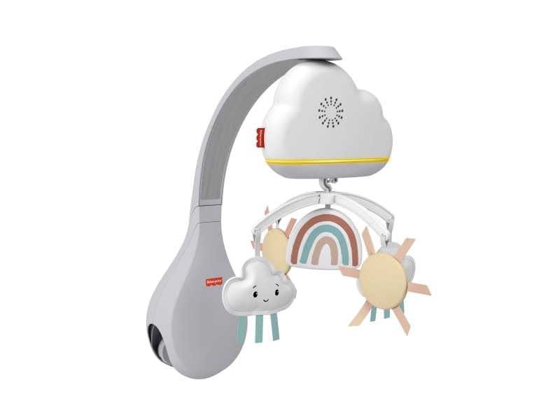 Fisher-Price Rainbow Showers Bassinet to Bedside Mobile, Vauvansänky, Tuottaa ääntä, Yövalo, Integroitu ajastin, Muovi, Kangas