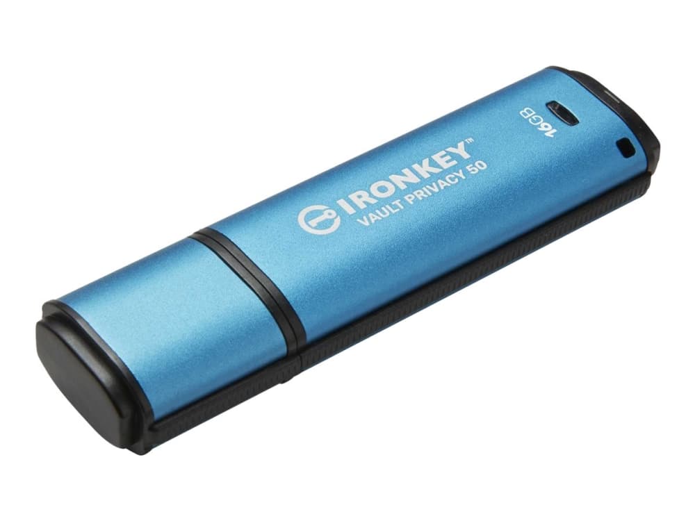 Kingston Technology IronKey Vault Privacy 50, 16 GB, USB A-tyyppi, 3.2 Gen 1 (3.1 Gen 1), 250 MB/s, Suojus, Sininen