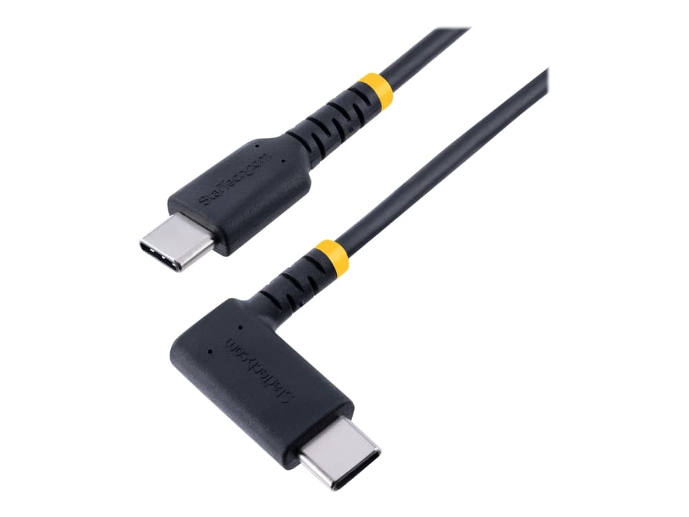 StarTech.com 6ft (2m) USB C latauskaapeli oikea kulma, 60W PD 3A, Heavy Duty Fast Charge USB-C kaapeli, USB 2.0 Type-C, kestävä ja kestävä aramidikuitu, S20/iPad/Pixel - Laadukas USB-latauskaapeli (R2CCR-2M-USB-CABLE) - USB-kaapeli - USB-C (uros) suora USB-C (uros) oikea kulma USB-C (uros) oikea kulma - USB 2.0 - 3 A - 2m - USB Power Delivery (60W) - musta - musta