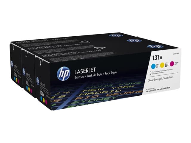 HP 131A, alkuperäinen syaani/magenta/keltainen LaserJet-värikasetti, kolmoispakkaus, 1800 sivua, Syaani, Magenta, Keltainen, 3 kpl