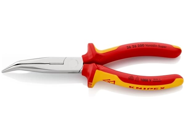 Knipex pyöreäkärkiset pihdit 200mm kaareva - leikkuri, haarukka, eristetty kaksikomponenttikahva