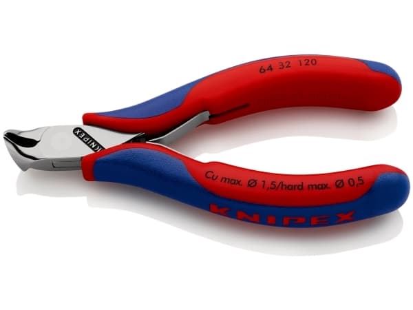 Knipex 64 32 120, Päätyleikkuripihdit, Terästä, Sininen, Punainen, 120 mm, 92 g