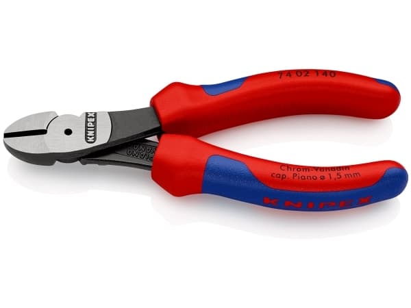 Knipex 74 02 140, Sivuleikkurit, Kromivanadiini-teräs, Muovi, Sininen, Punainen, 140 mm, 157 g
