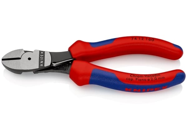 Knipex 74 12 160, Sivuleikkurit, Kromivanadiini-teräs, Muovi, Sininen, Punainen, 160 mm, 209 g