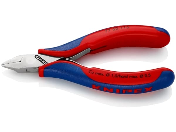 Knipex 77 52 115, Sivuleikkurit, Terästä, Muovi, Sininen, Punainen, 115 mm, 77 g