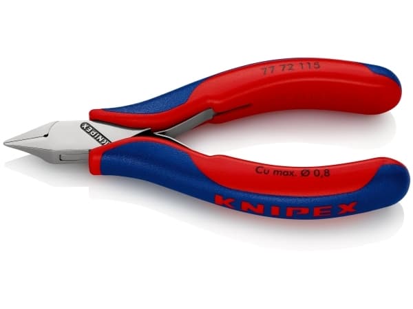 Knipex 77 72 115, Sivuleikkurit, Terästä, Muovi, Sininen, Punainen, 115 mm, 69 g