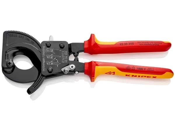 Knipex 95 36 250, Kaapelileikkuri, Punainen, Keltainen, Terästä, Musta, 250 mm, 165 mm