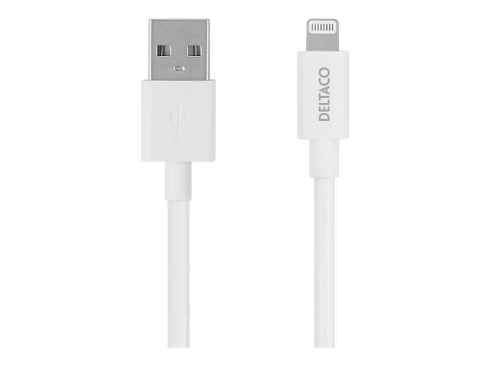 DELTACO - Lightning-kaapeli - USB han til Lightning han - 3 m - hvid - for Apple iPad/iPhone/iPod (Lightning)