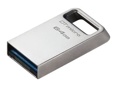 Kingston Technology DataTraveler Micro, 64 GB, USB A-tyyppi, 3.2 Gen 1 (3.1 Gen 1), 200 MB/s, Ilman suojusta, Hopea