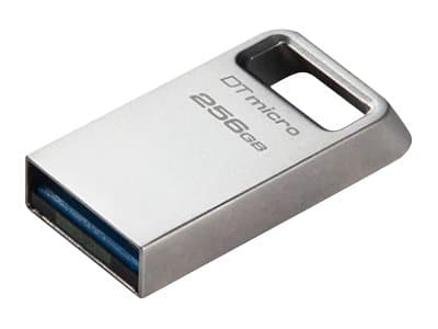 Kingston Technology DataTraveler Micro, 256 GB, USB A-tyyppi, 3.2 Gen 1 (3.1 Gen 1), 200 MB/s, Ilman suojusta, Hopea