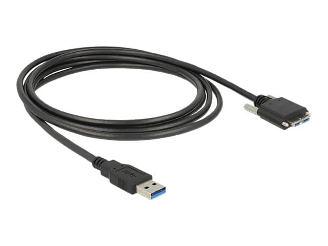 Delock - USB-kaapeli - Micro-USB Type B (han) til USB Type A (han) - USB 3.0 - 3 m - tommelskruer - sort