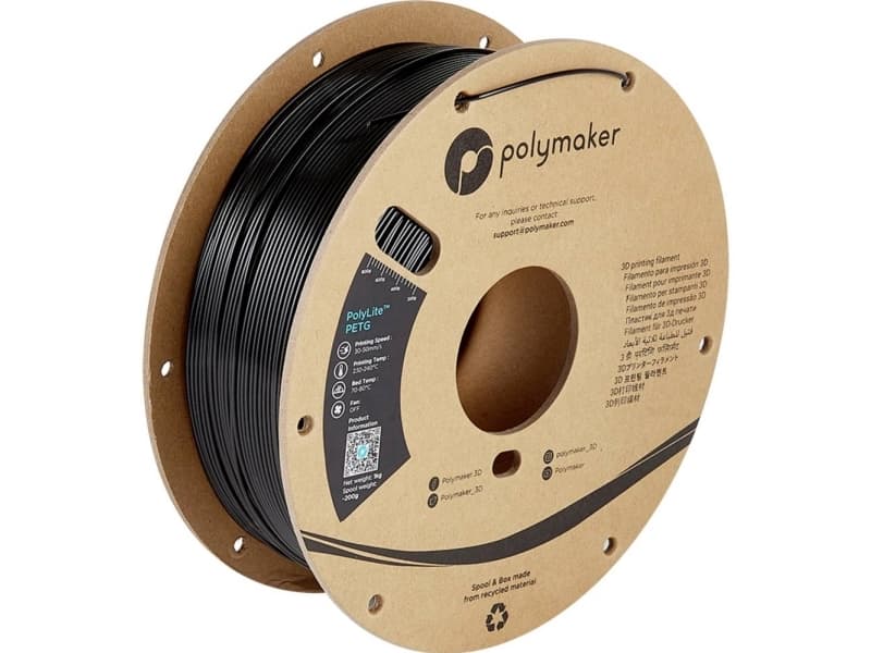 Polymaker PB01001 PolyLite Filament PETG Lämmönkestävä, korkea vetolujuus 1,75 mm 1000 g Musta 1 kpl