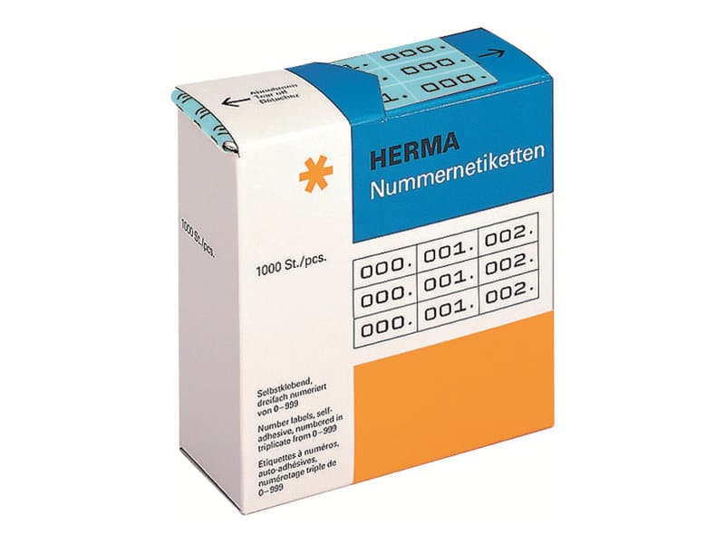 HERMA - Musta, sininen - 10 x 22 mm 3000 tarraa (1000 arkkia x 3) itseliimautuvat numerotarrat (1000 arkkia x 3)