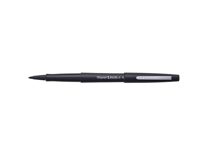 Papermate Flair, musta, musta, 1 mm, Keskikokoinen, Muovi, Pyöreä