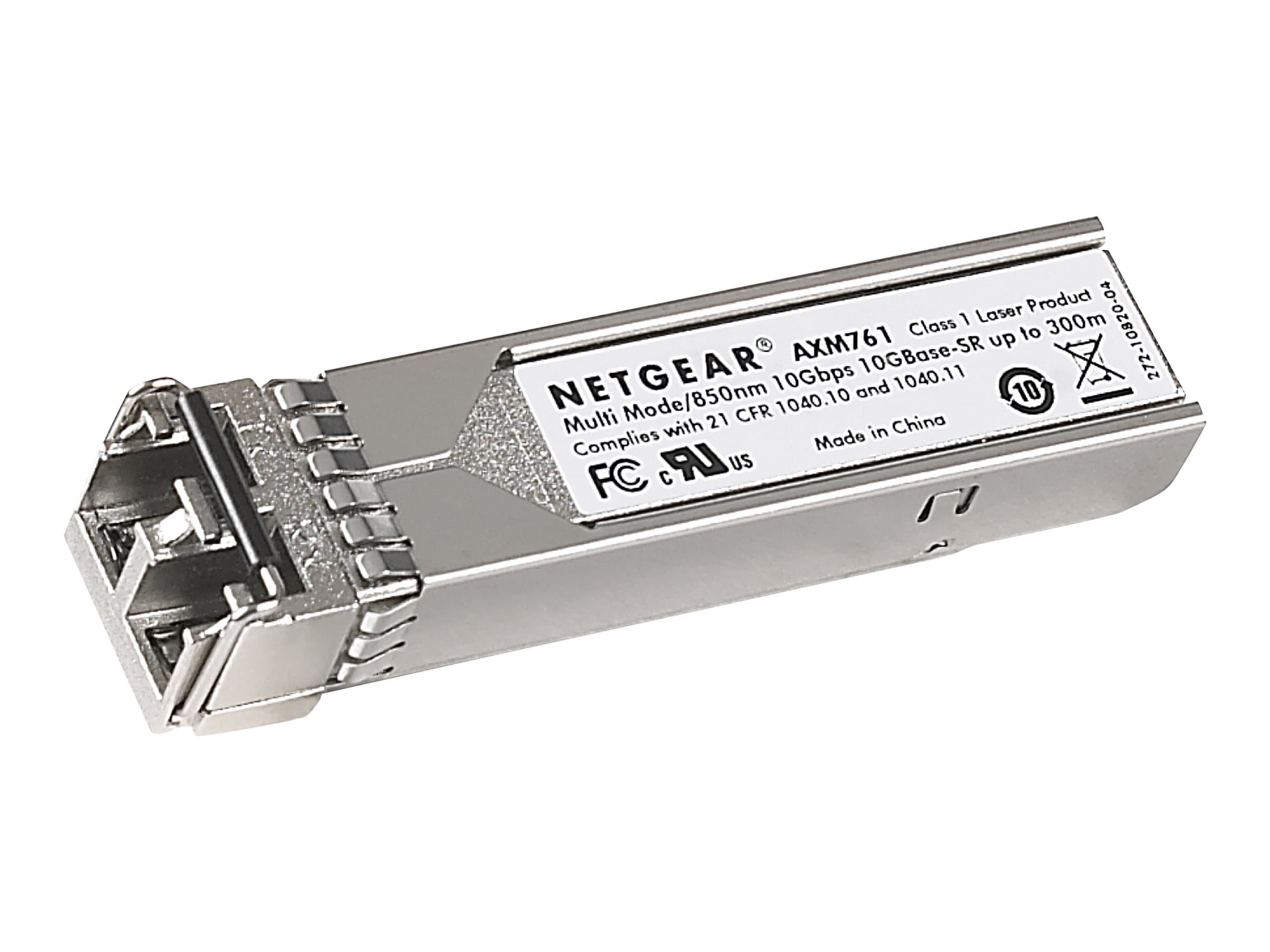 NETGEAR ProSafe AXM761 - SFP+ transceiver modul - 10 GigE - 10GBase-SR - LC multimodus - op til 300 m - 850 nm (pakke med 10)
