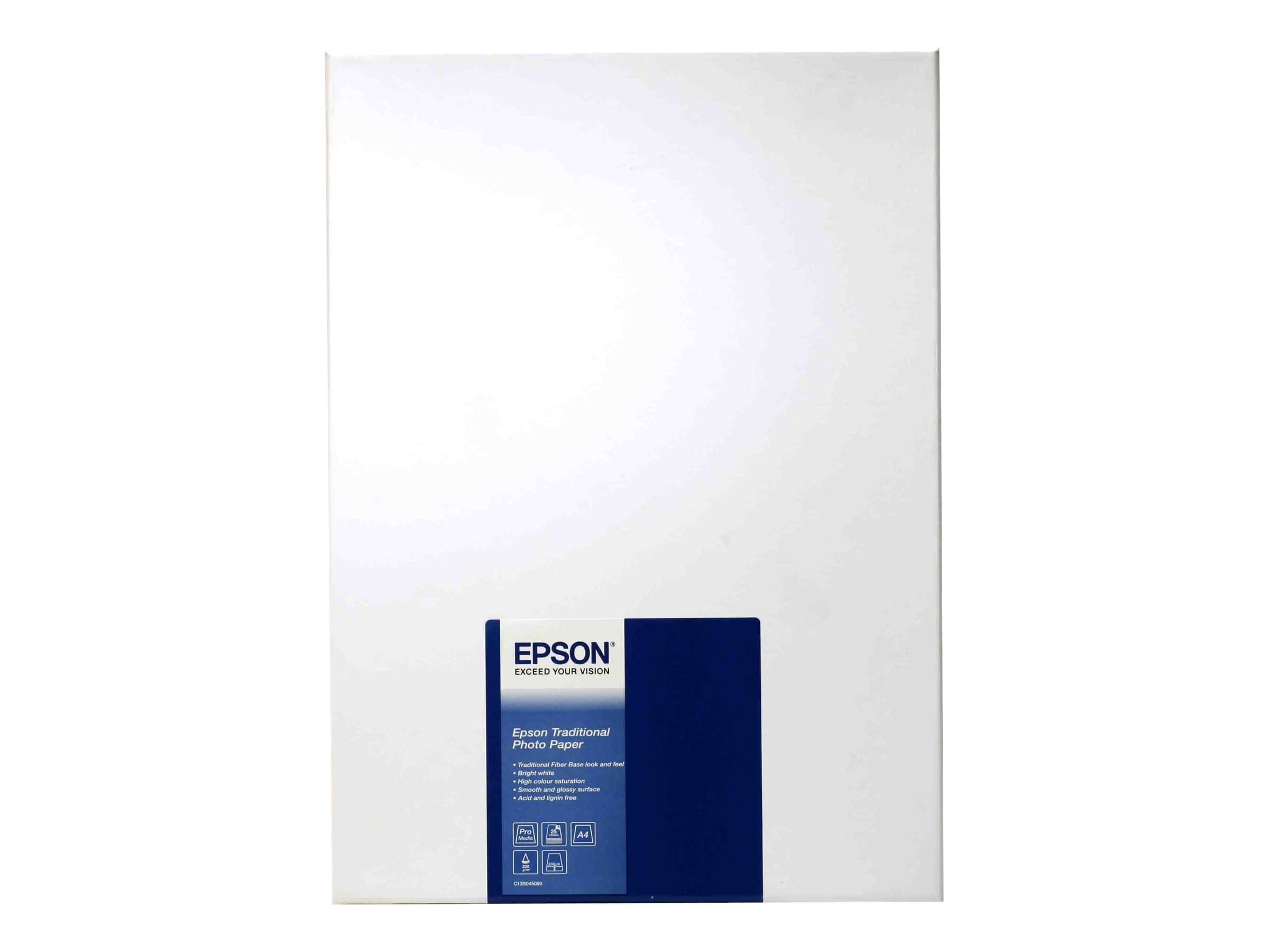 Epson Traditional Photo Paper, DIN A4, 330 g/m², 25 arkkia, 330 g/m², A4, 25 arkkia, - SureColor SC-T7200D-PS - SureColor SC-T7200-PS - SureColor SC-T7200 - SureColor SC-T5200D-PS -..., 1 kpl, 225 mm