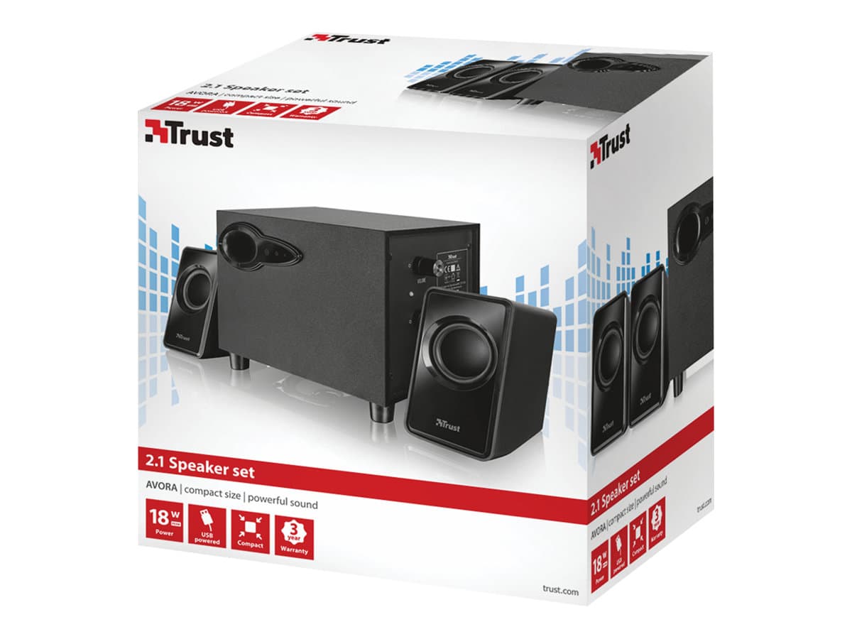 Trust Avora 2.1, 2.1 kanavaa, 9 W, PC/Laptop, Musta, Kiina, 2-suuntainen