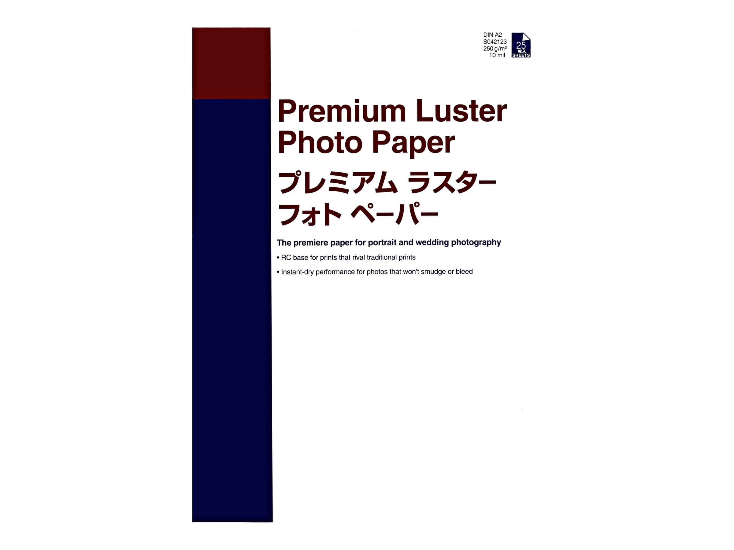Epson Premium Luster Photo Paper, DIN A2, 250 g/m², 25 arkkia, Luster, 250 g/m², A2, 25 arkkia, SureColor SC-T7200D SureColor SC-T7200D SureColor SC-T7200 SureColor SC-T5405 SureColor SC-T5400M..., 1 kpl
