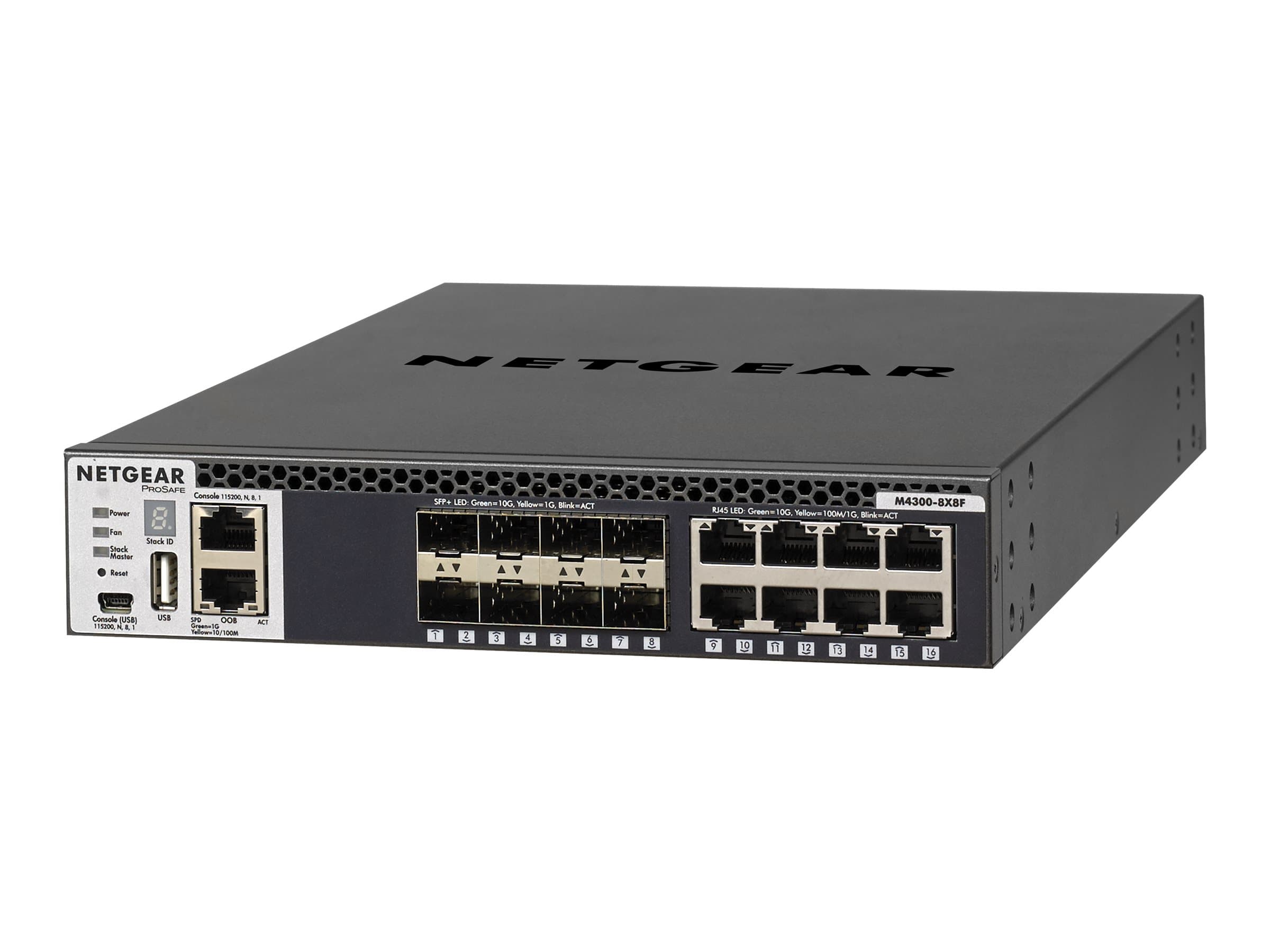 NETGEAR M4300-8X8F - Kytkin - L3 - Hallittu - 8 x 10/100/1000/10000 + 8 x 10 Gigabit SFP+ - edestä taaksepäin suuntautuva ilmavirta - jalustalle asennettava