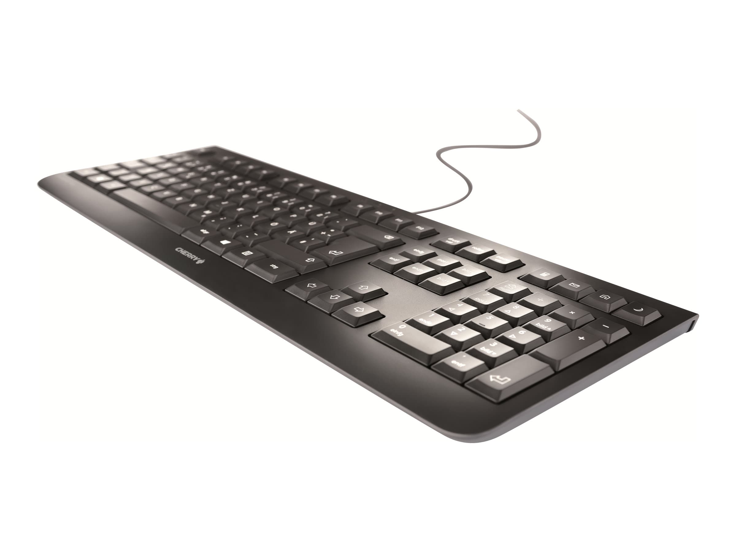 CHERRY KC 1000, Täysikokoinen (100 %), Langallinen, USB, QWERTY, Musta