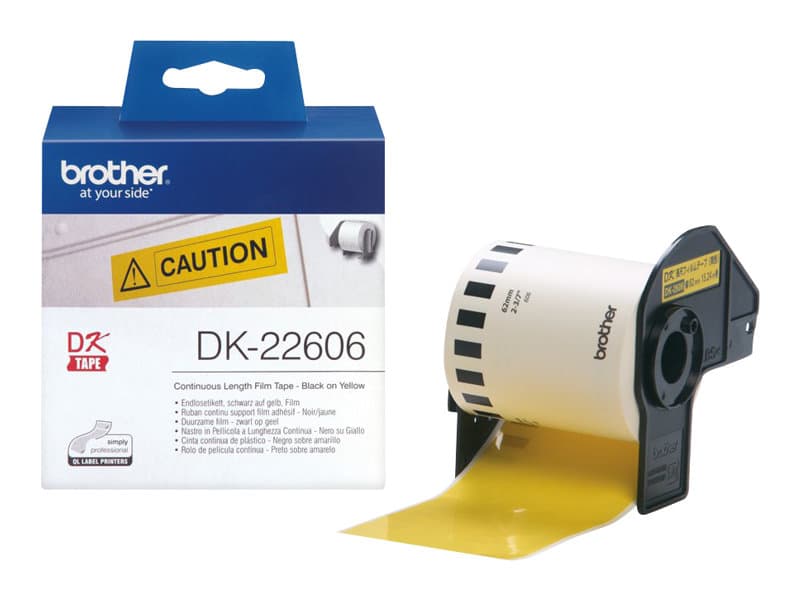 Brother DK-22606, Musta keltaisella, DK, musta, Keltainen, Suoralämpö, Kiina, 5 vuosi/vuosia