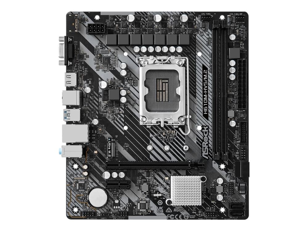 ASRock H610M-HVS/M.2 R2.0 - Emolevy - micro-ATX - LGA1700-asennuspaikka - H610-piirisarja - USB 3.2 Gen 1 - Gigabit LAN - sisäinen grafiikka (CPU tarvitaan) - HD Audio (8-kanavainen)