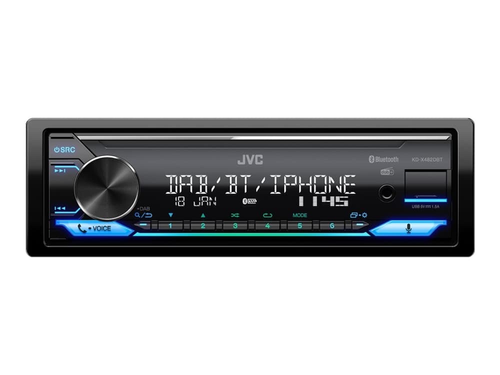 JVC KD-X482DBT - Bil - digitaalinen modtager - korvakäytävään asennettava - Single-DIN - 50 wattia x 4 kappaletta