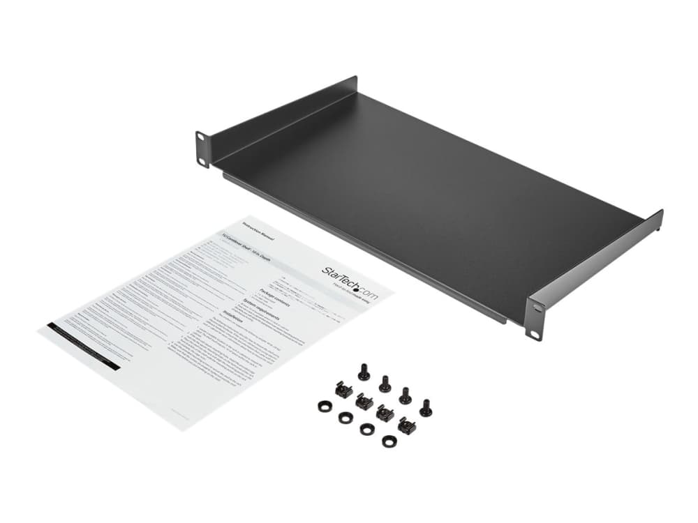 StarTech.com CABSHELF1U10, Kehikon hylly, Terästä, Musta, 1 kpl, 2 kg