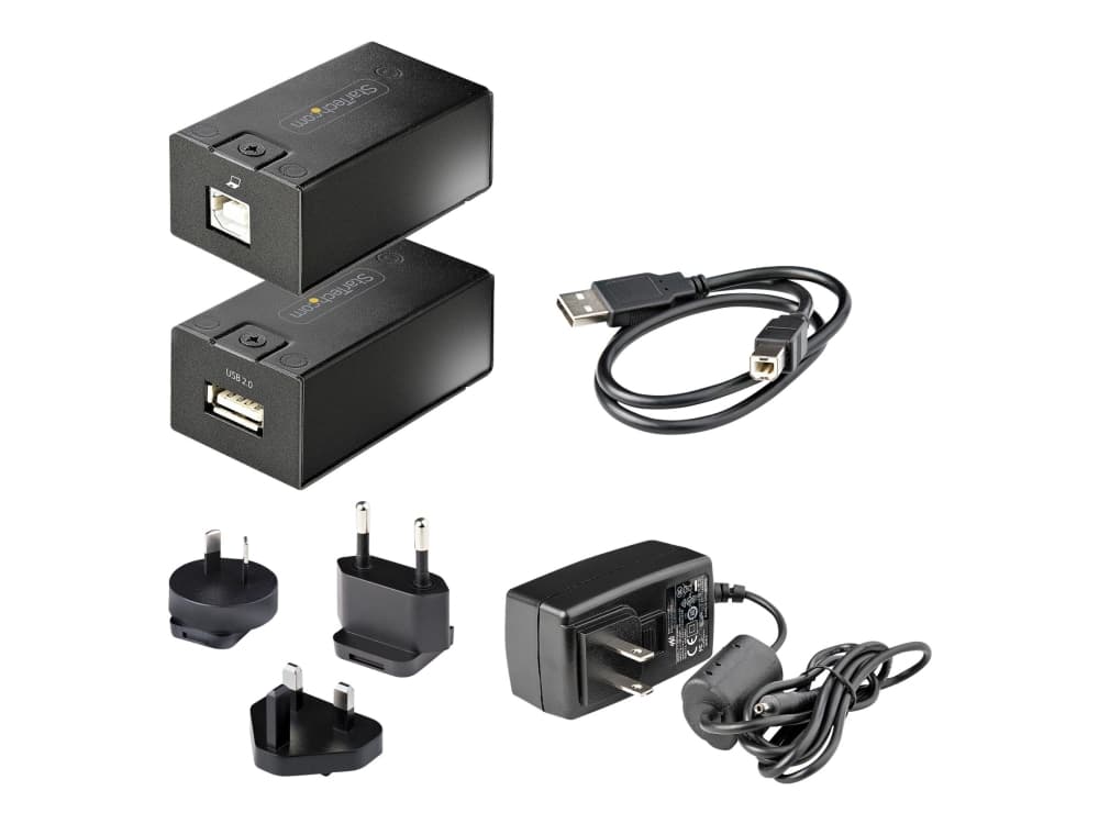 StarTech.com USB 2.0 Extender over Cat5e/Cat6 Cable (RJ45), 492ft/150m USB Over Ethernet Extender/Adapter Kit - Ulkoisesti virtalähteellä toimiva USB Extender, USB to Ethernet Converter, 480 Mbps, kestävä metallikotelo (C15012-USB-EXTENDER) - USB-forlængerkabel - USB 2.0 - over CAT 5e/6 - op til 150 km - TAA-kompatibel